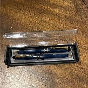 Classic Navy and Gold Ballpoint & Rollerball Pen Set
